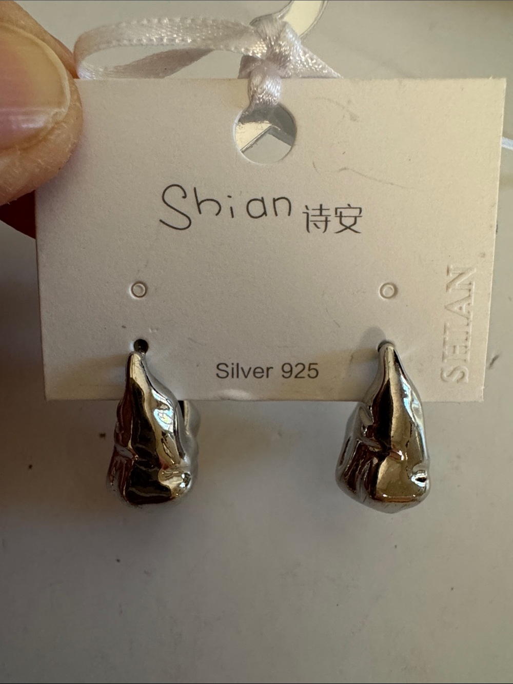Organic Drop Earrings — Polished Silver 925 posts